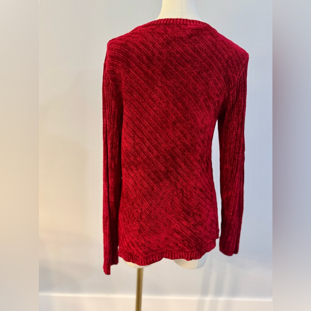 Dkny Red Sweater Plush Velvet - Picture 4 of 5